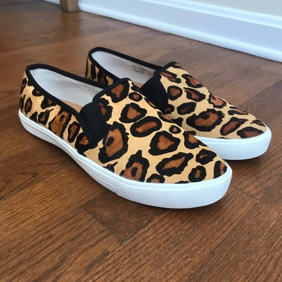 J. Crew Factory Shoes - J. Crew Factory Calf Hair Cheetah Print Slip On Sneakers Sz 9